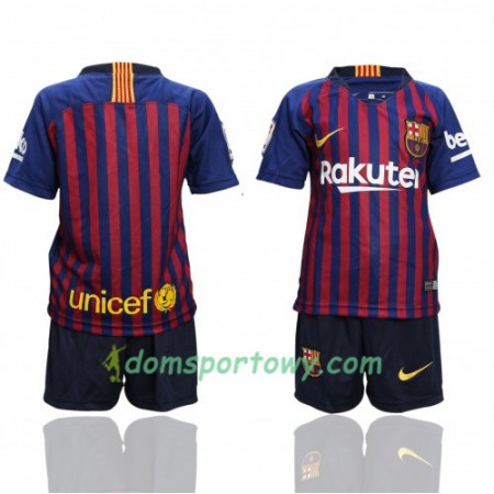 Koszulka FC Barcelona Dziecięcy Domowe Koszulki Piłkarskie 2018-2019 Krótki Rękaw